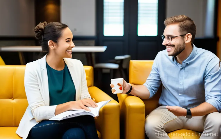 중독상담사의 감정노동 대처법 - **Prompt: Recharging Through Creative Self-Care**
    A male addiction counselor, appearing in his l...